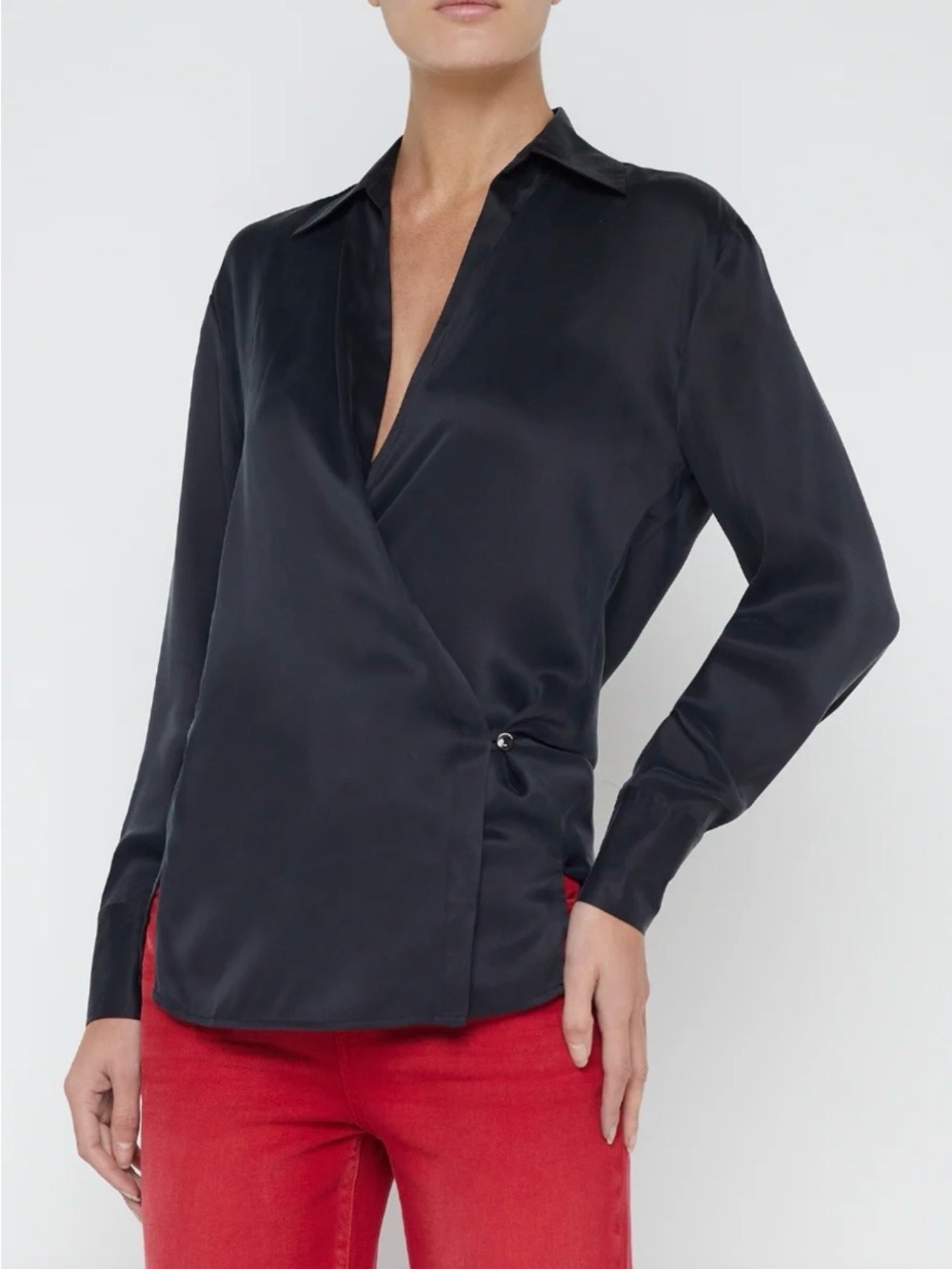 L’Agence Sora SILK Wrap Front Blouse - Size S - $395
